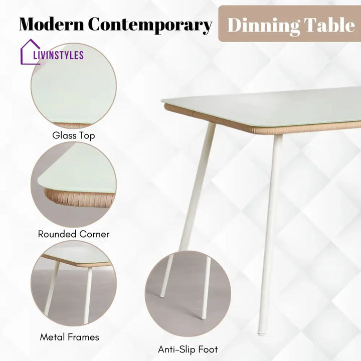 Alejandra 5-Piece Outdoor Patio Dining Set With Rattan Chairs & Glass-Top Table - Dining Set