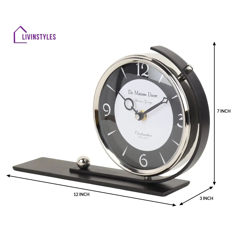 Aleksi 2 In Black Body Gold Stand Table Clock