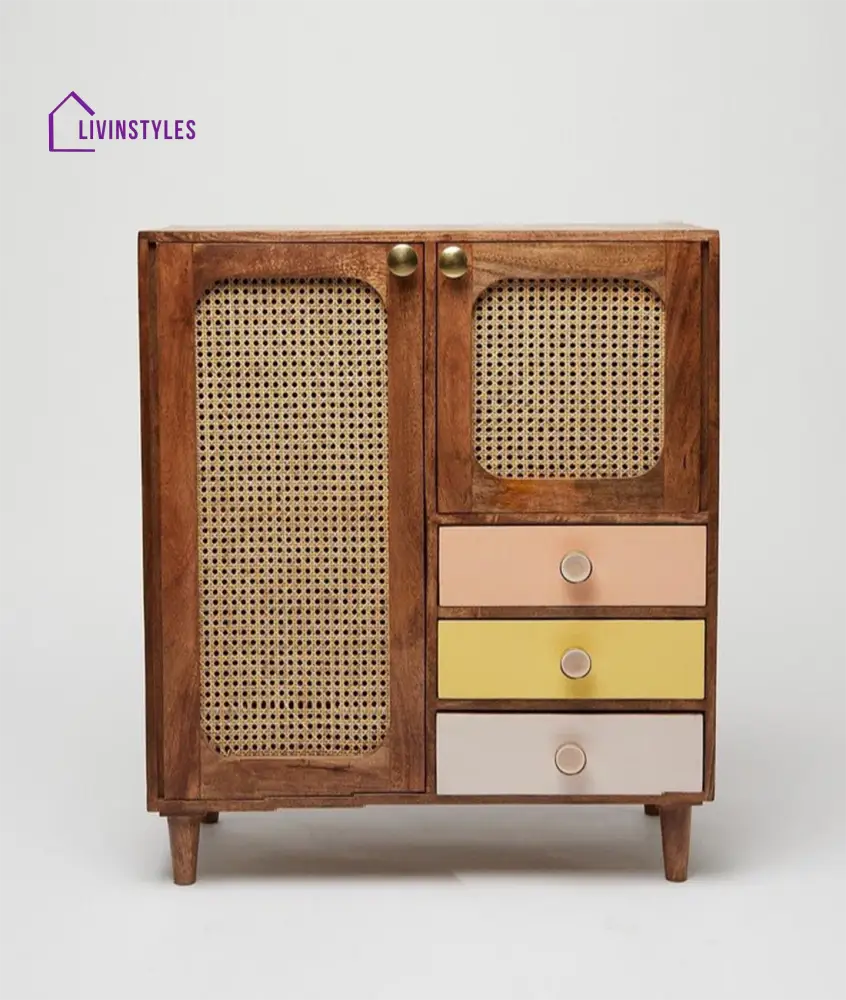 Alena Rattan Mini Wardrobe Cum Cupboard Cupboard