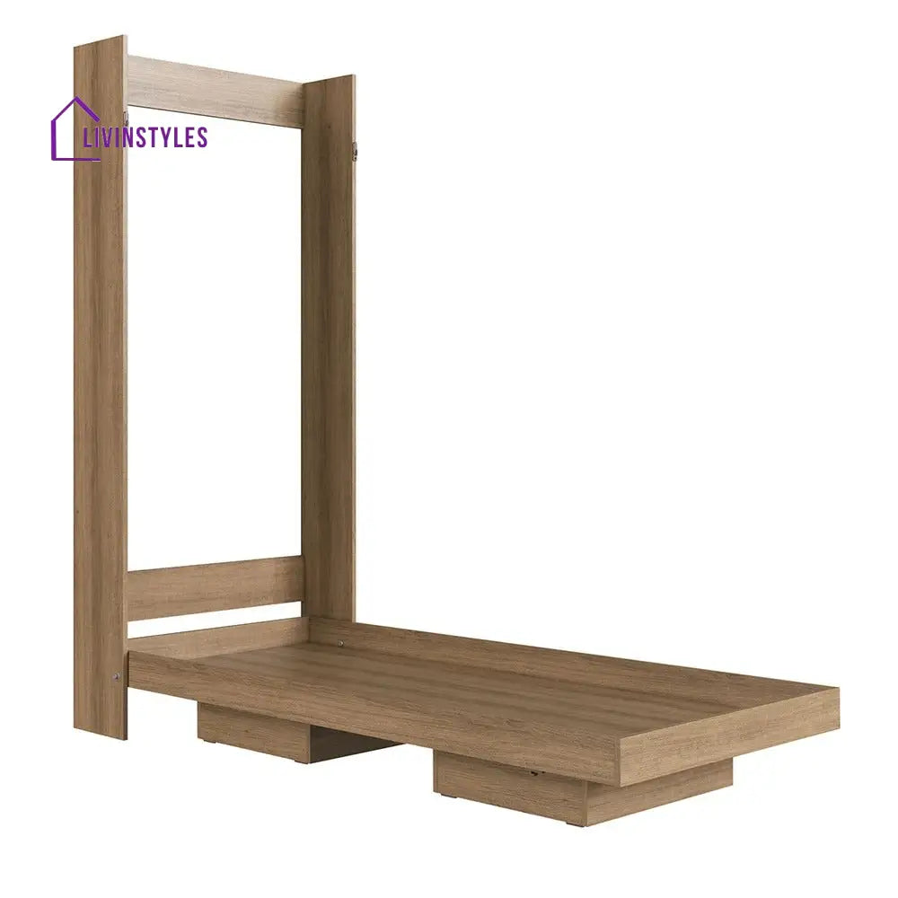 Alenka Wooden Finish Wall Mounted Bed with Shelves