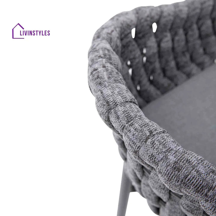 Alev Outdoor Patio Bar Chair 2 Chairs For Balcony Braided & Rope (Grey) - Bar Sets