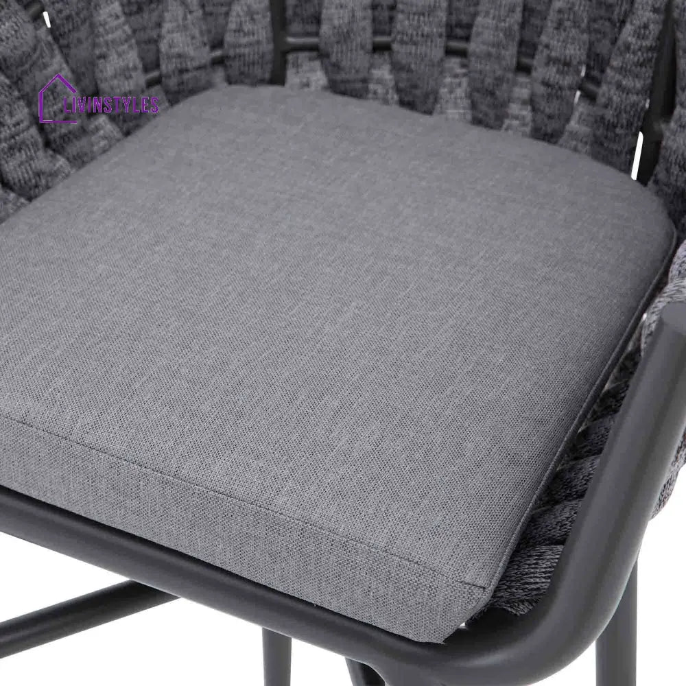Alev Outdoor Patio Bar Chair 2 Chairs For Balcony Braided & Rope (Grey) - Bar Sets