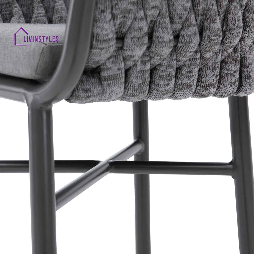 Alev Outdoor Patio Bar Chair 2 Chairs For Balcony Braided & Rope (Grey) - Bar Sets