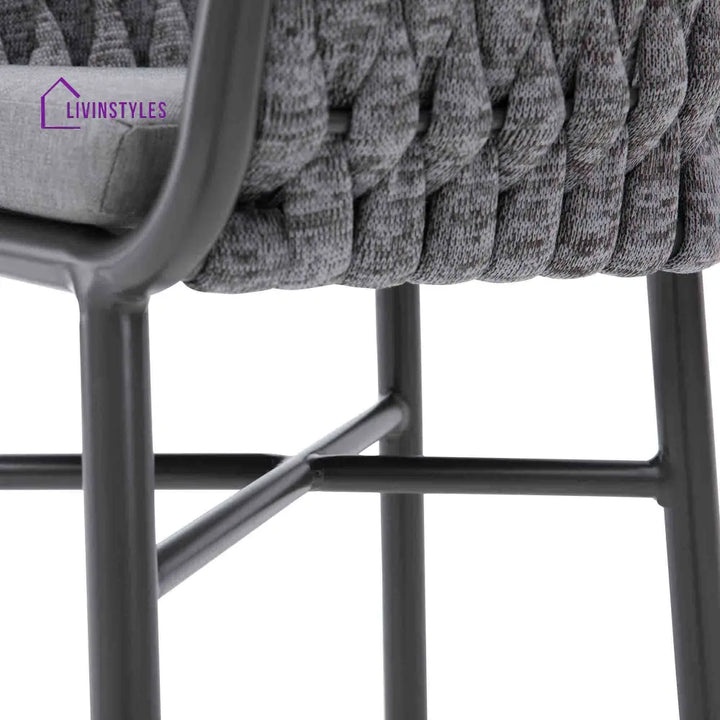 Alev Outdoor Patio Bar Chair 2 Chairs For Balcony Braided & Rope (Grey) - Bar Sets