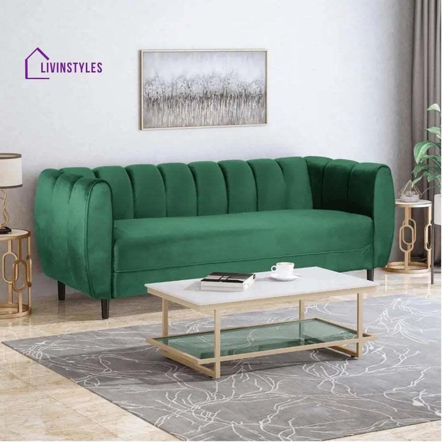 Alevtina 3 Seater Sofa in Green colour for Living Room Green