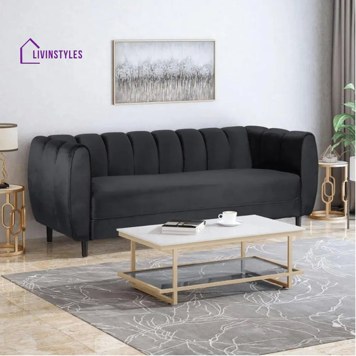 Alevtina 3 Seater Sofa in Green colour for Living Room Dark Grey