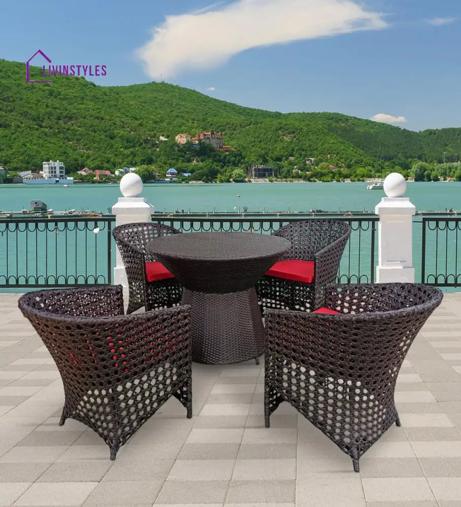 Alex Outdoor Patio Seating Set 4 Chairs and 1 Table Set (Brown) - Coffee Table Sets