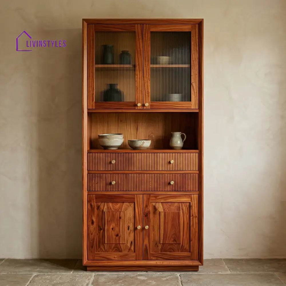 Alexander Classic Kitchen Cabinet with Glass (Honey Finish)