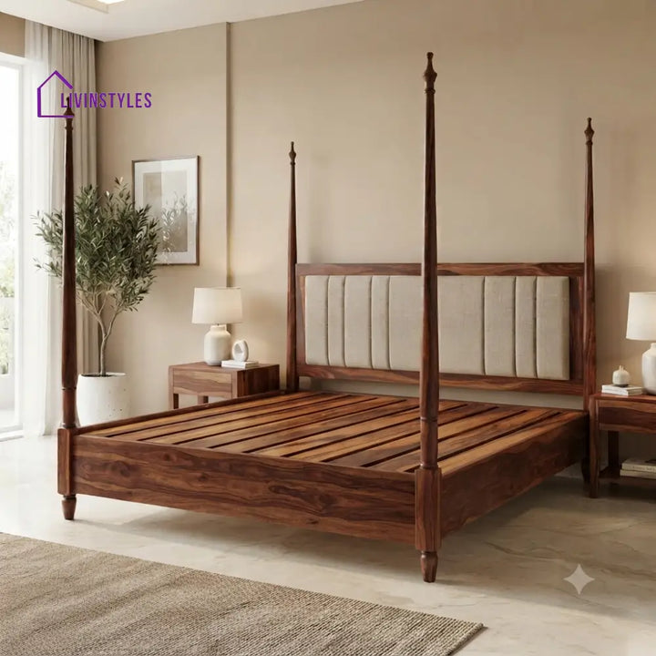 Alexander Solid Sheesham Wood Poster Bed Without Storage