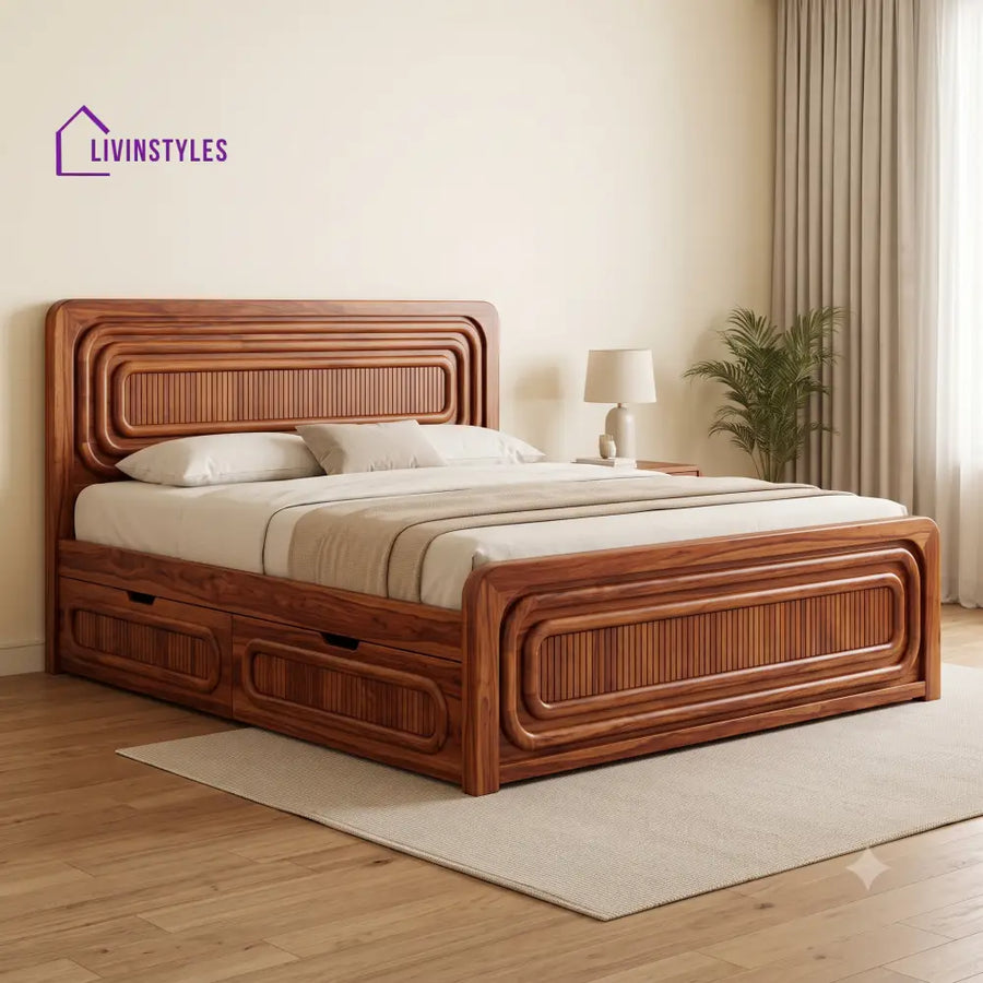 Alexandra Premium Wooden Bed with Drawer Storage | King Size Bed & Queen Size Bed Online