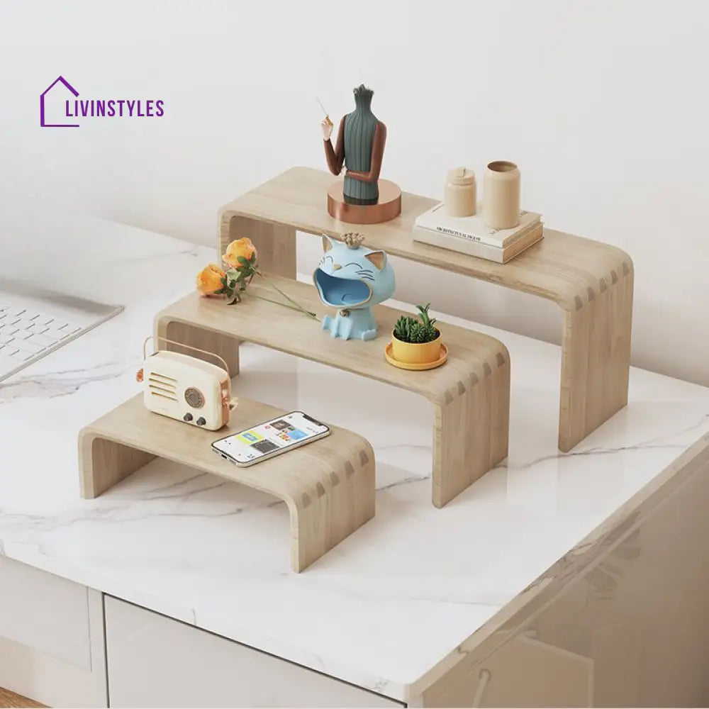 Alexey Wooden Storage Shelves for Living Room - Set of 3