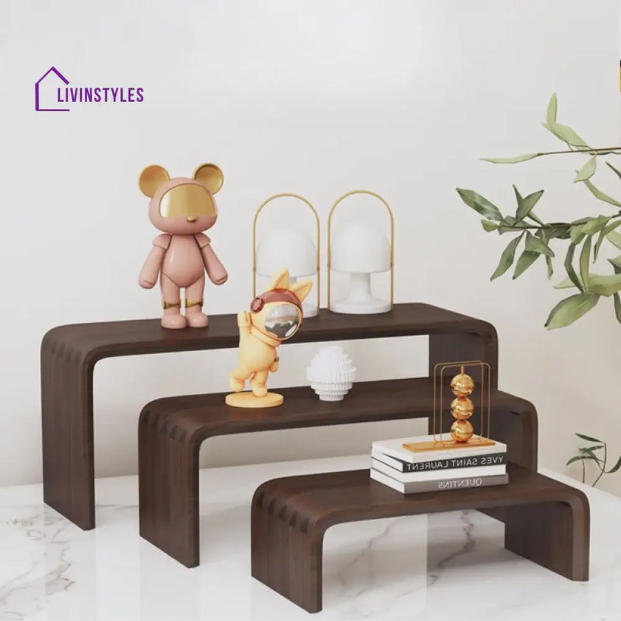 Alexey Wooden Storage Shelves for Living Room - Set of 3