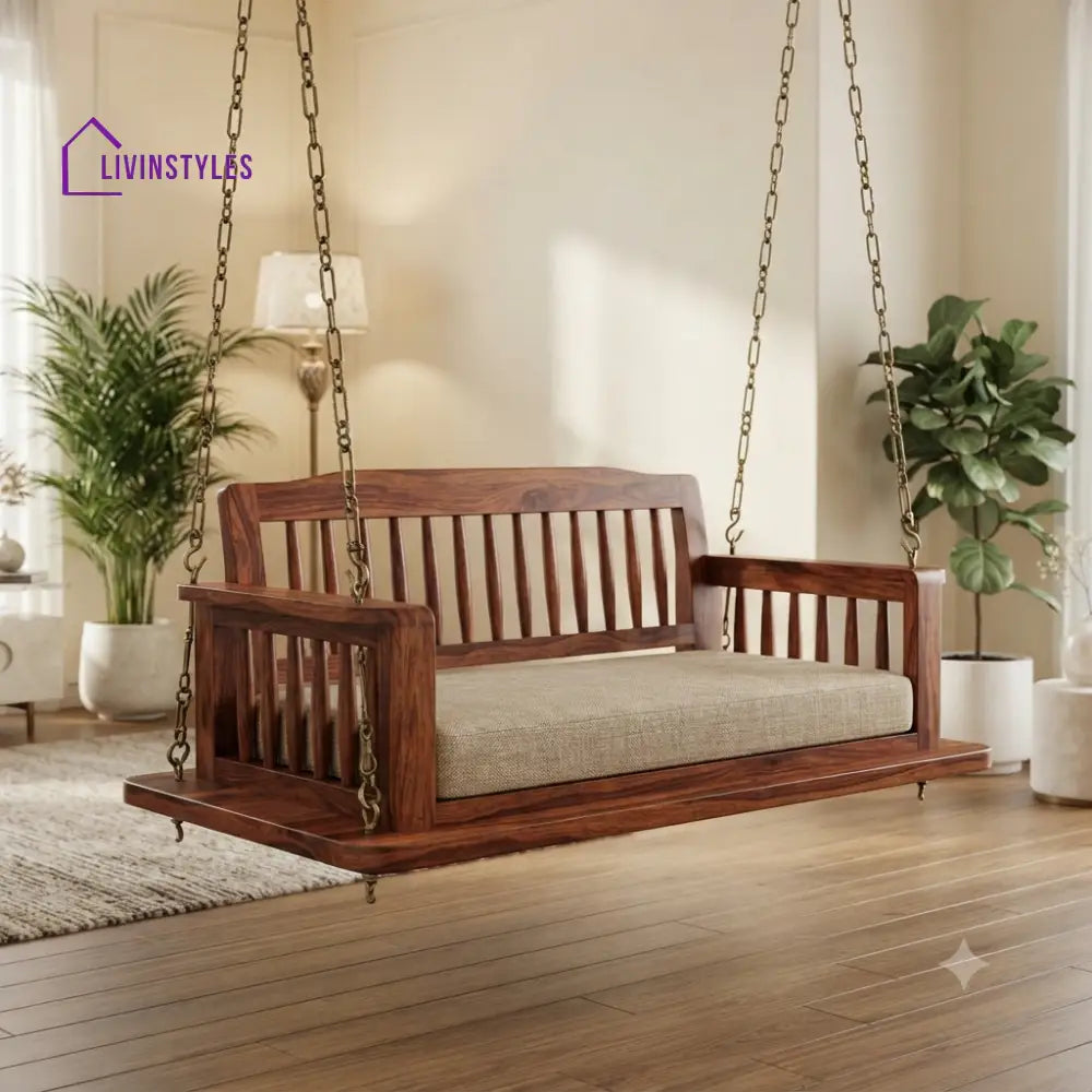 Alexis 2 Seater Wooden Swing for Home | Wooden Jhula for home