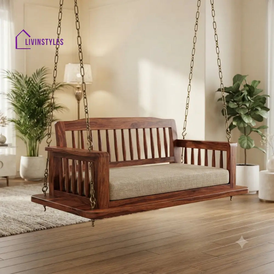 Alexis 2 Seater Wooden Swing for Home | Wooden Jhula for home