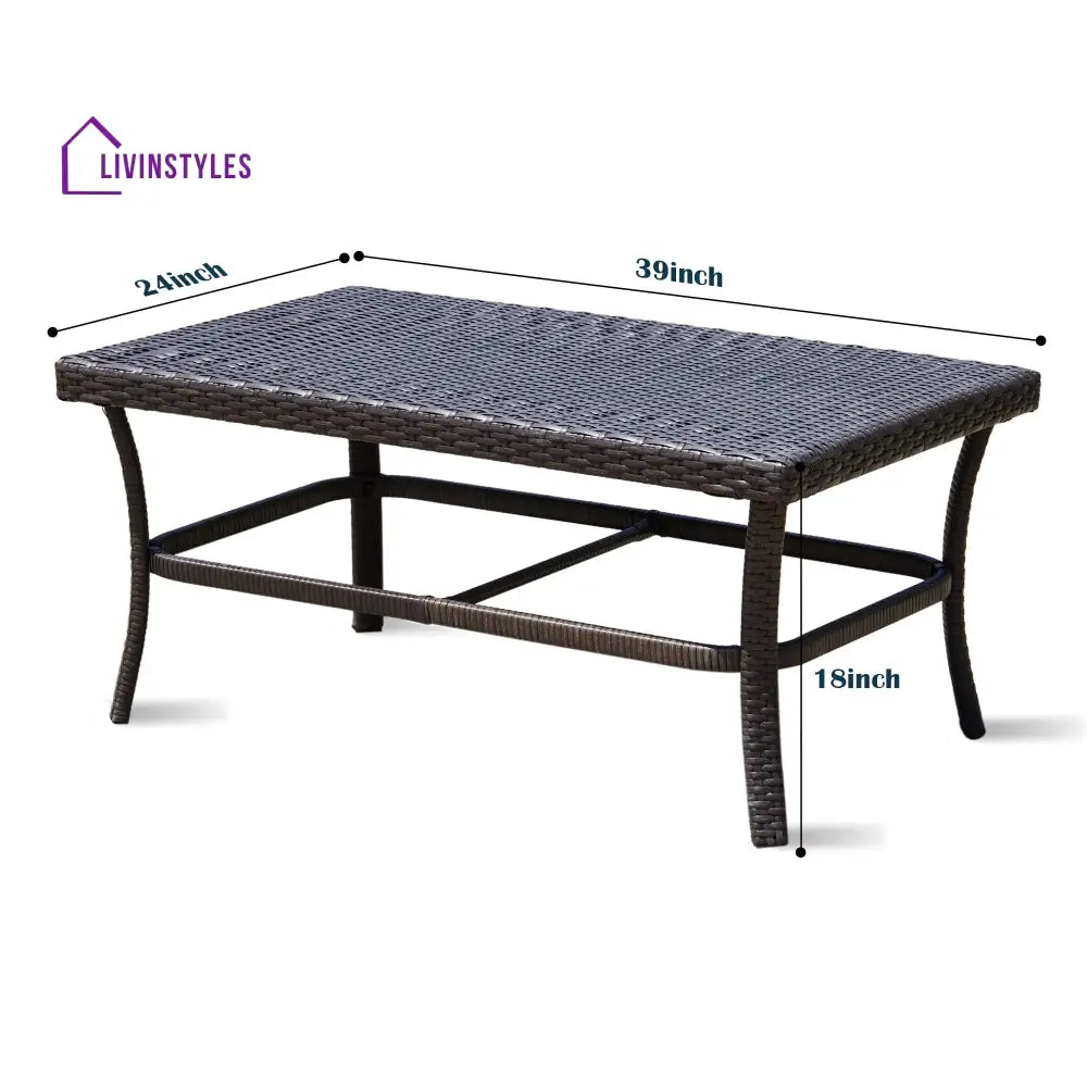 Alfonsiee Outdoor Sofa Set 2 Seater 2 Single seater and 1 Center Table (Brown + Cream) - Sofa Sets