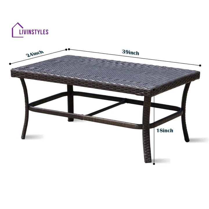Alfonsiee Outdoor Sofa Set 2 Seater 2 Single seater and 1 Center Table (Brown + Cream) - Sofa Sets
