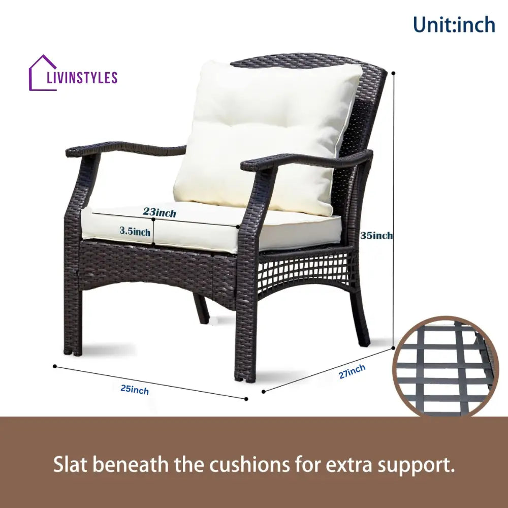 Alfonsiee Outdoor Sofa Set 2 Seater 2 Single seater and 1 Center Table (Brown + Cream) - Sofa Sets