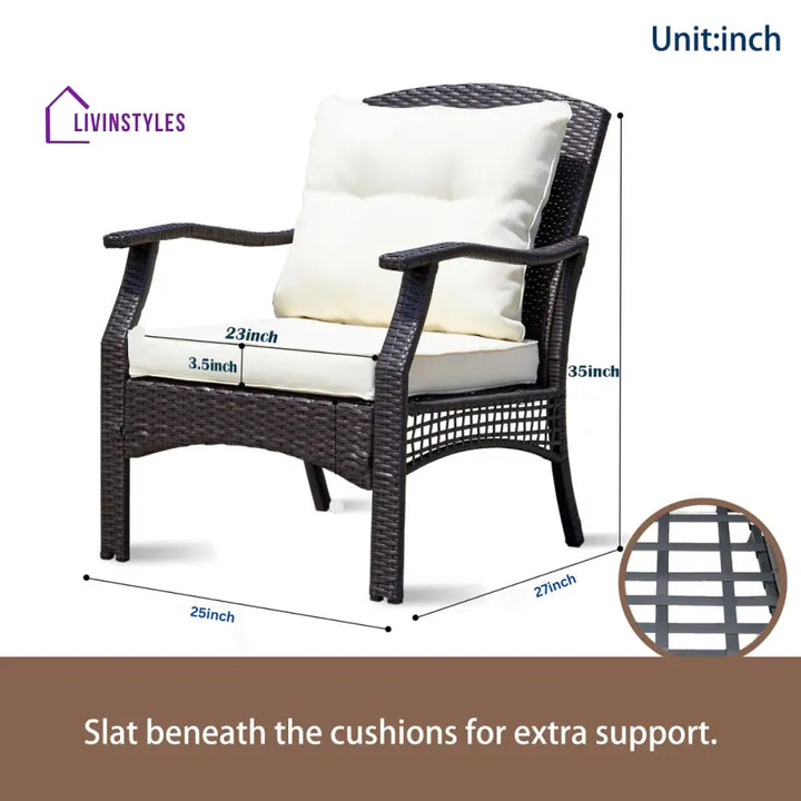 Alfonsiee Outdoor Sofa Set 2 Seater 2 Single seater and 1 Center Table (Brown + Cream) - Sofa Sets