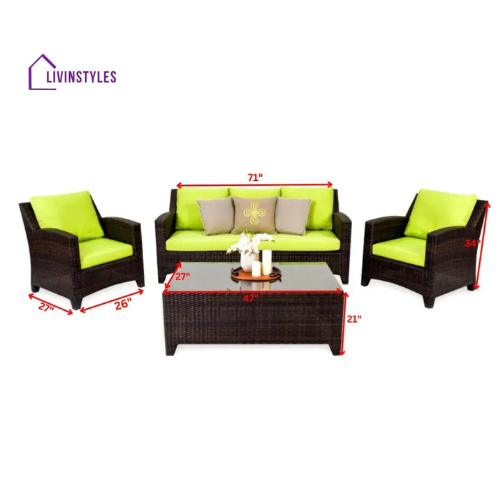 Alfonsoo Outdoor Patio Sofa Set 5 Seater and 1 Center Table (Dark brown) - Sofa Sets