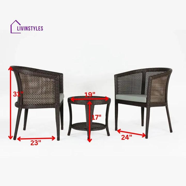 Alhad Outdoor Patio Seating Set 2 Chairs and 1 Table Set (Brown) - Coffee Table Sets