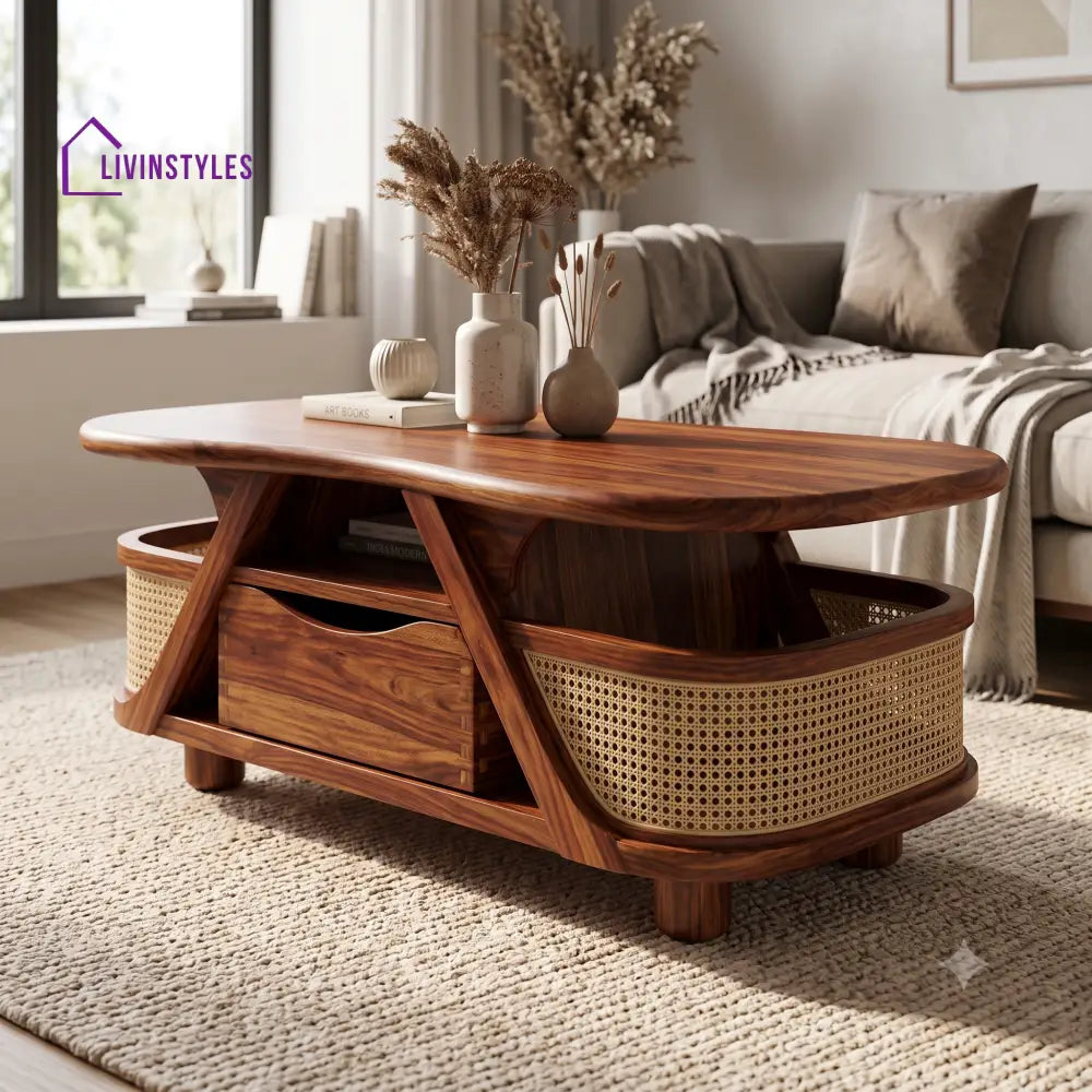 Alice Wooden Coffee Table for Living Room | Tea Table | Teapoy | Center table