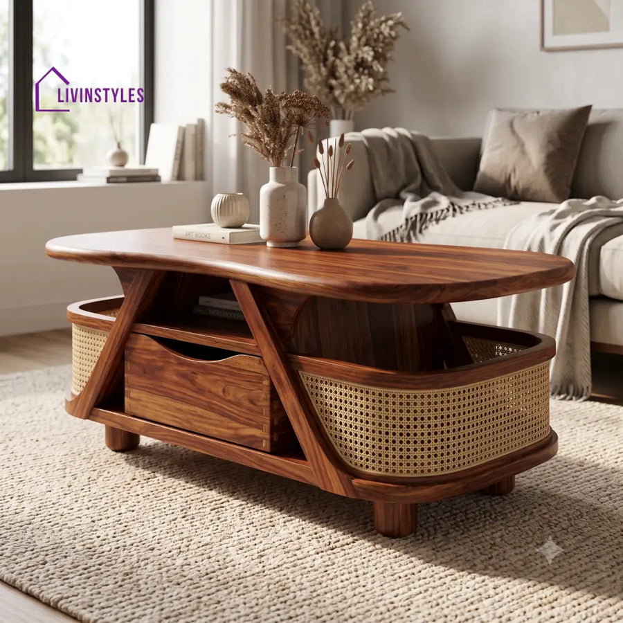 Alice Wooden Coffee Table for Living Room | Tea Table | Teapoy | Center table