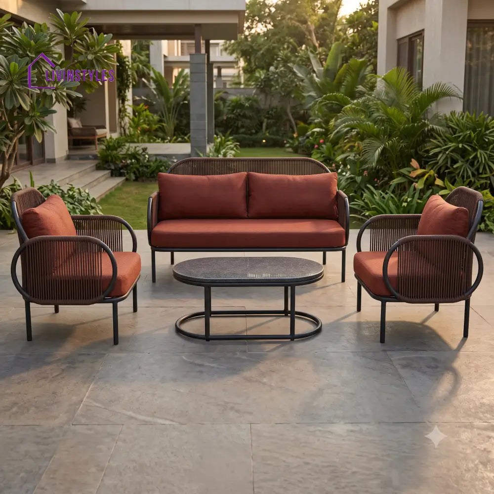 Alicja Premium MS Frame with Powder Coated Outdoor Sofa Set with Weather Proof Fabric