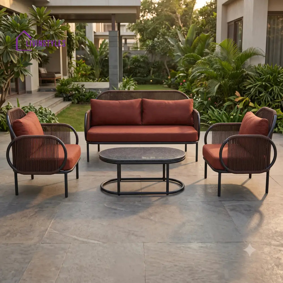 Alicja Premium MS Frame with Powder Coated Outdoor Sofa Set with Weather Proof Fabric