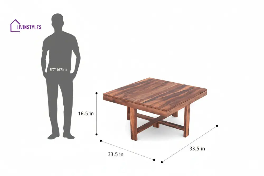 Alina Sheesham Wood Coffee Table with Four stools