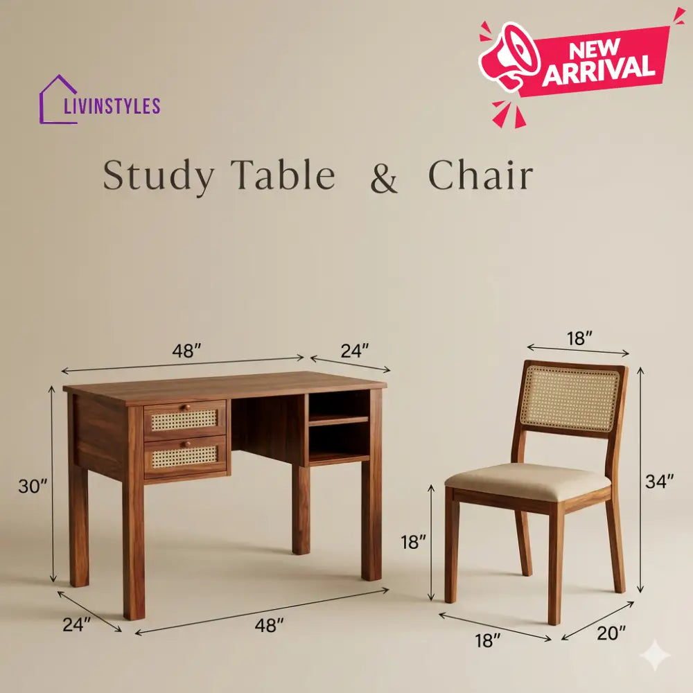 Alina Sheesham Wood Study Table and Chair Set for Students | Kids | Adults