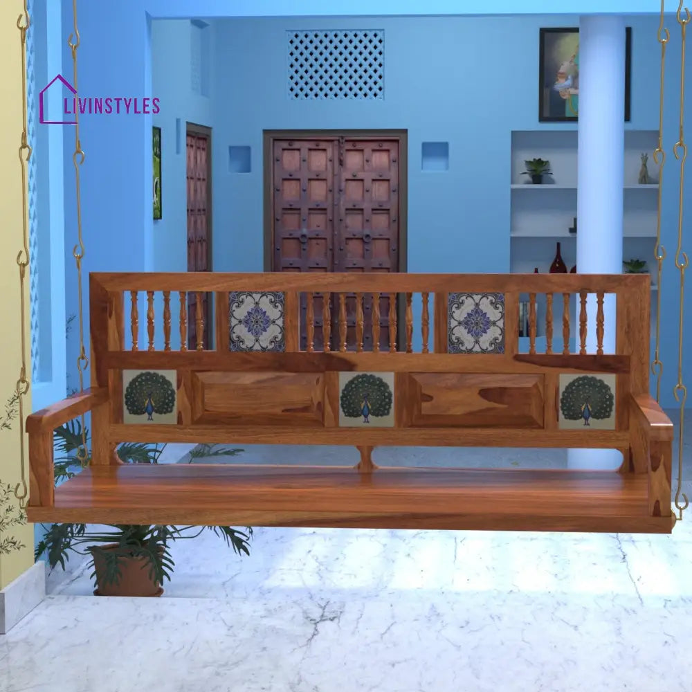 Alisha Luxurious Premium Tiled Handmade Wooden Swing for Home Swing