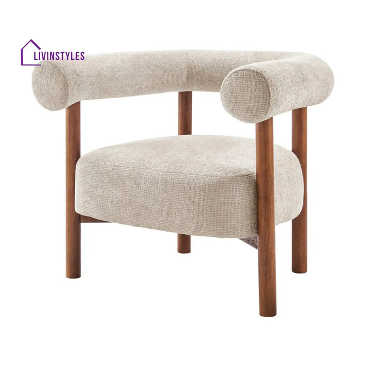 Alisha Solid Wood and Fabric Arm Chair | Living Room Chair | Lounge Chair