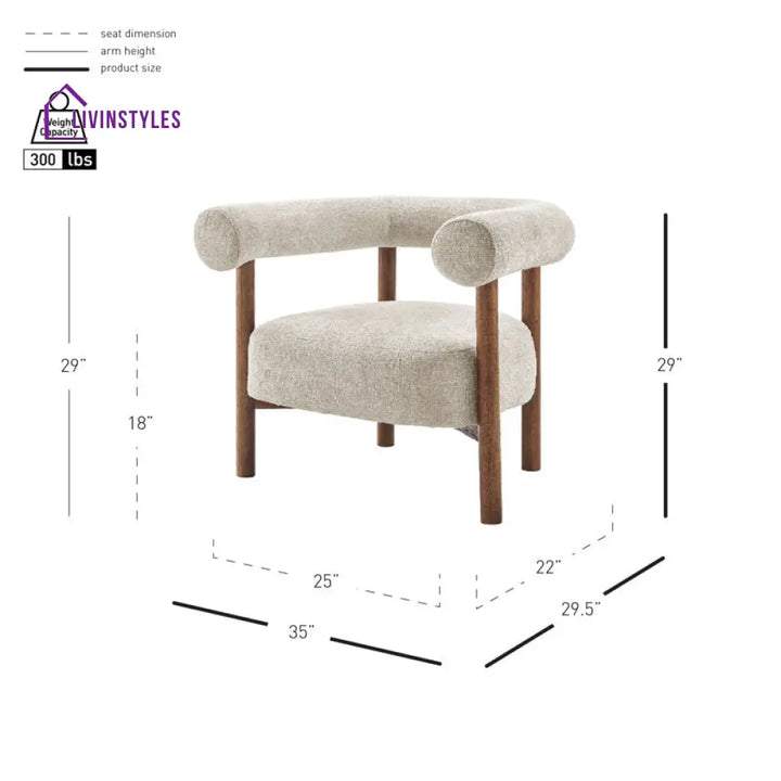 Alisha Solid Wood and Fabric Arm Chair | Living Room Chair | Lounge Chair