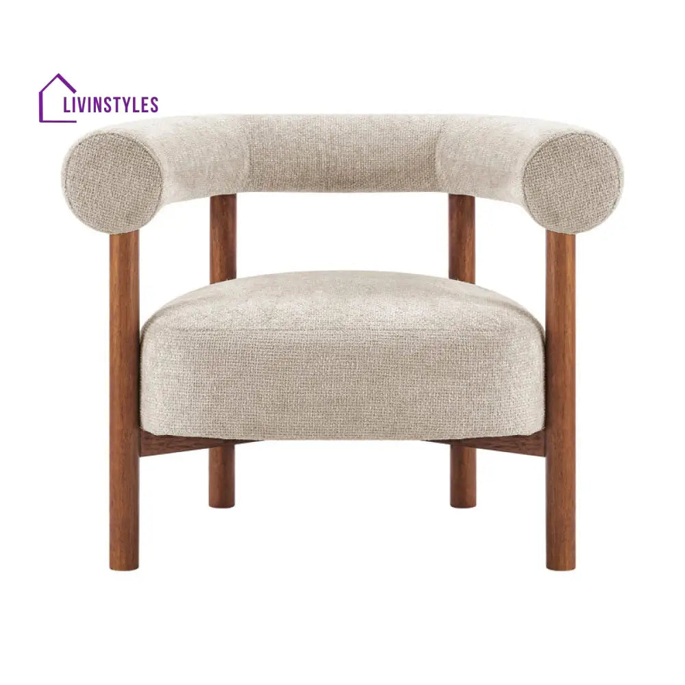 Alisha Solid Wood and Fabric Arm Chair | Living Room Chair | Lounge Chair