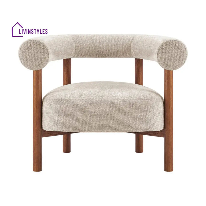 Alisha Solid Wood and Fabric Arm Chair | Living Room Chair | Lounge Chair