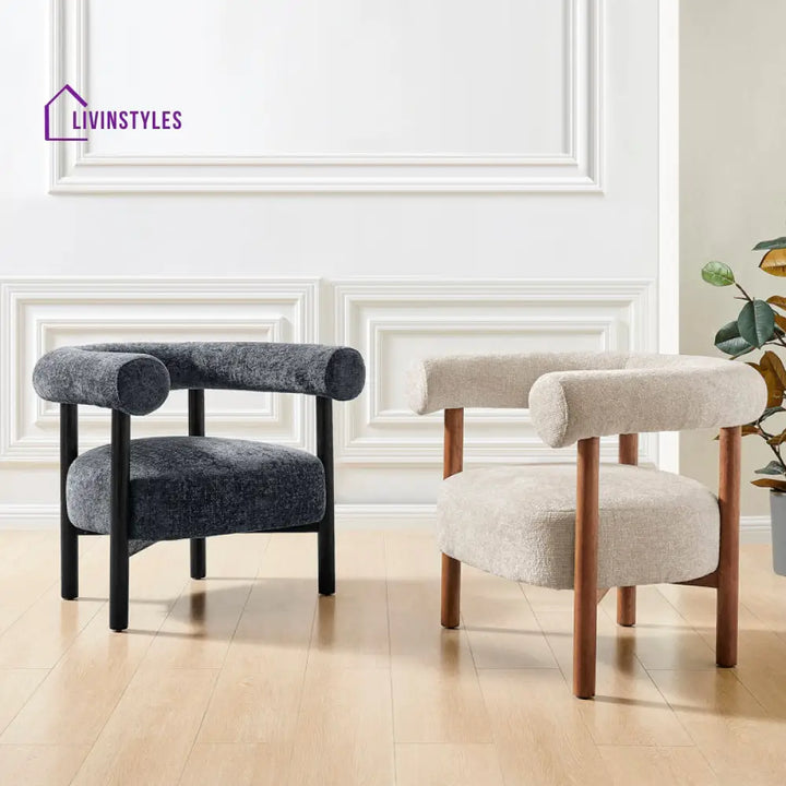 Alisha Solid Wood and Fabric Arm Chair | Living Room Chair | Lounge Chair