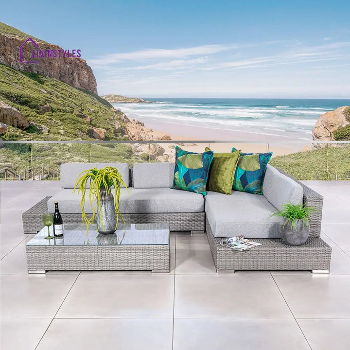 Alison Outdoor Sofa Set 2 Seater Right Sofa 2 Seater Left Sofa and 1 Center Table - Grey - Sofa Sets