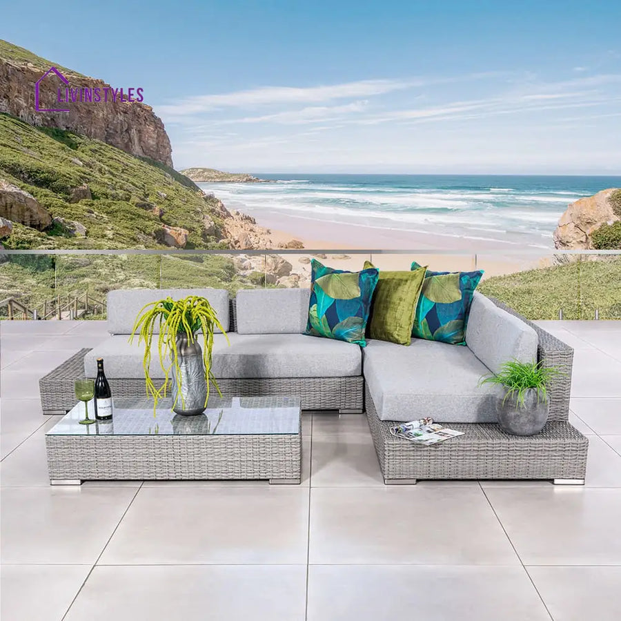 Alison Outdoor Sofa Set 2 Seater Right Sofa 2 Seater Left Sofa and 1 Center Table - Grey - Sofa Sets