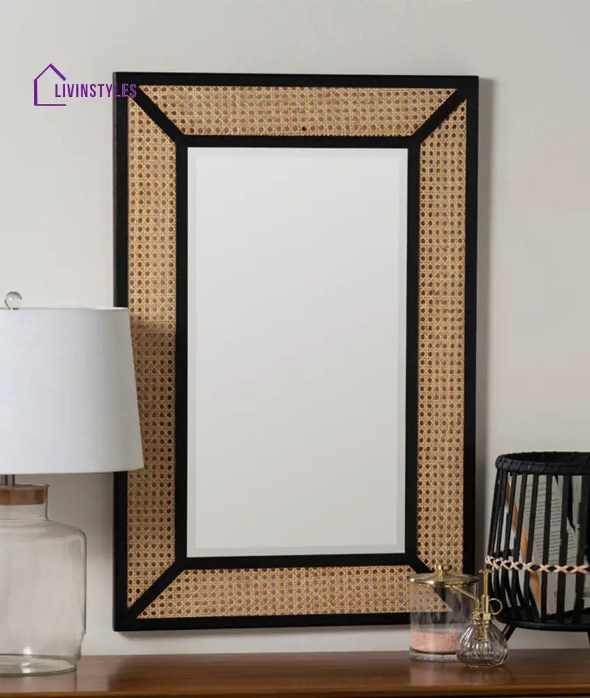 Alla Rattan Mirror in Solid Wood Mirror