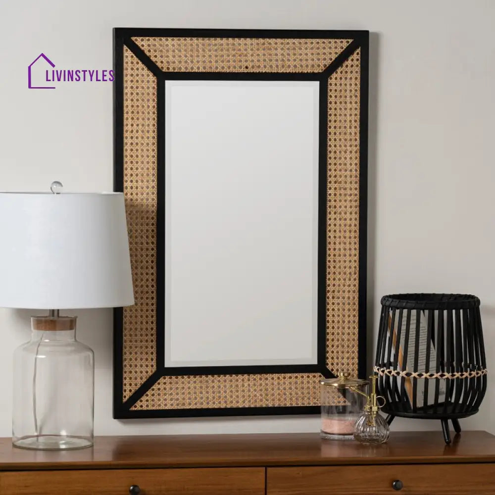 Alla Rattan Mirror in Solid Wood Mirror