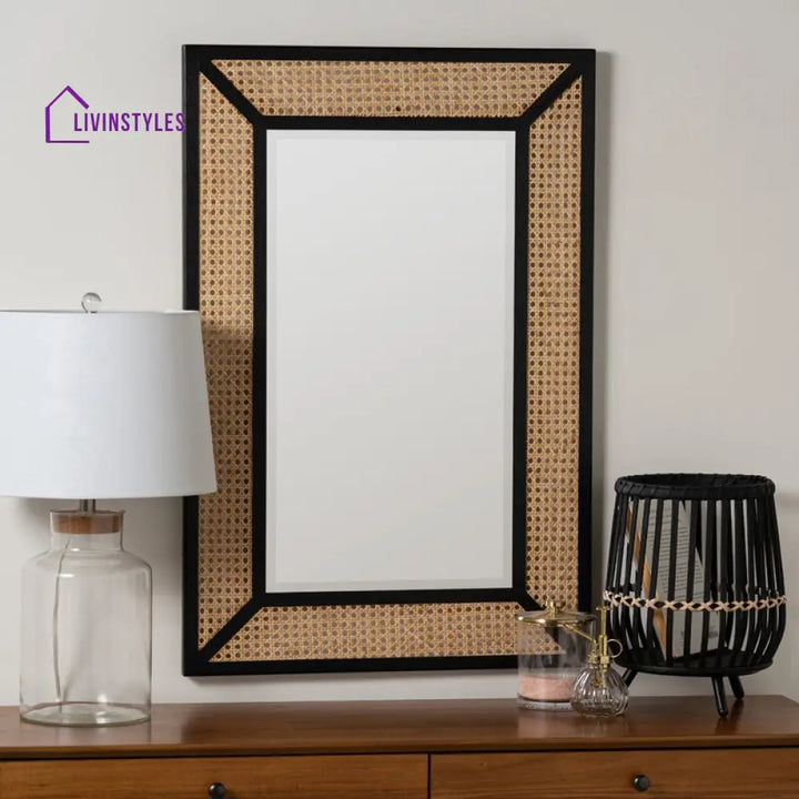 Alla Rattan Mirror in Solid Wood Mirror