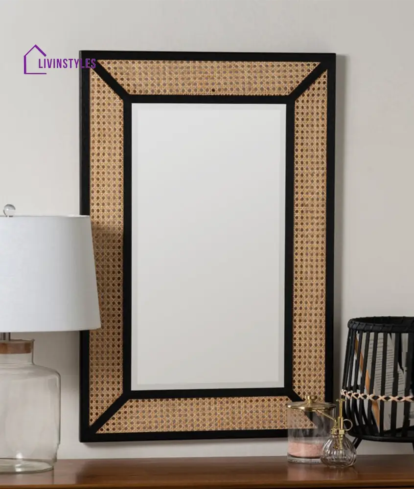 Alla Rattan Mirror in Solid Wood Mirror