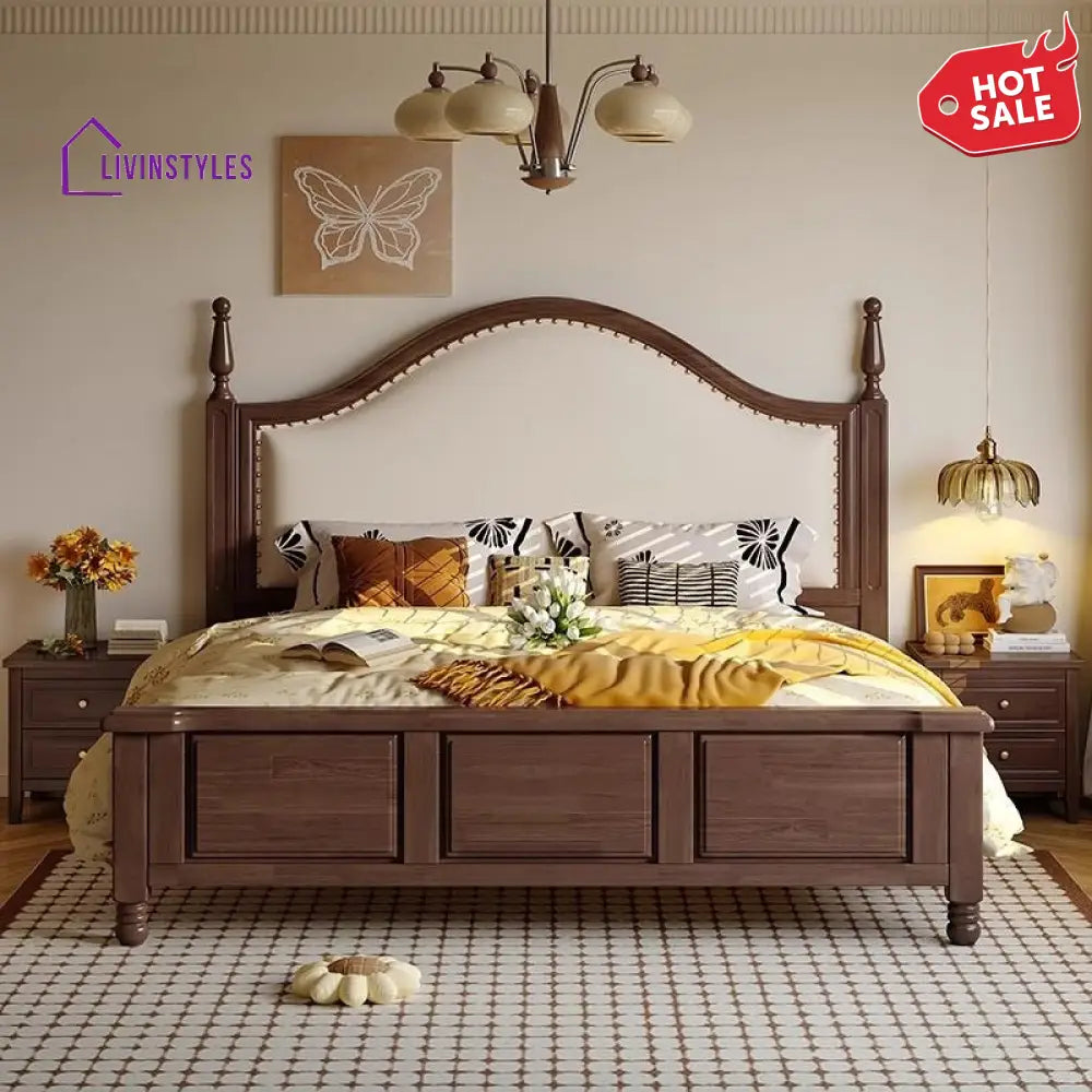 Alla Solid Walnut Wood Bed for Luxury Homes