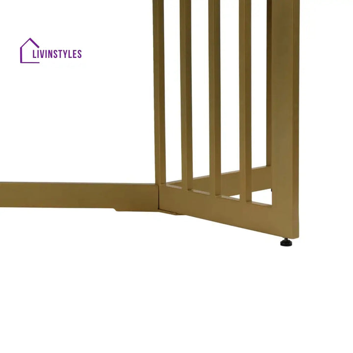 Allen 6 Seater Marble Dining Table In Gold Finish