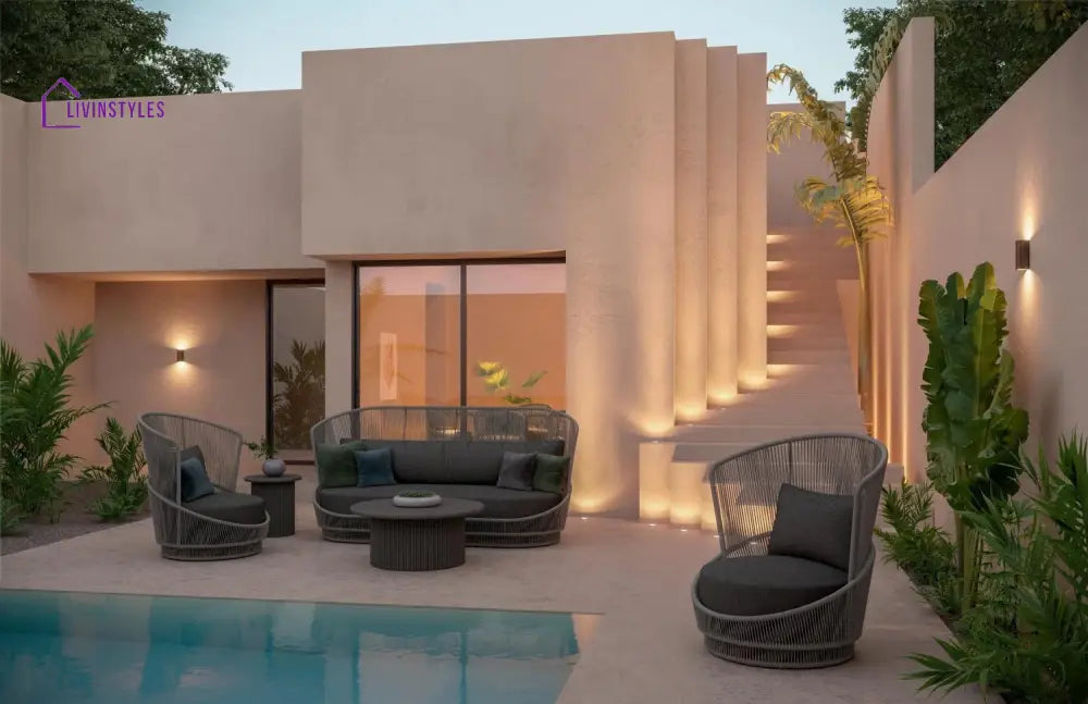Allure 5 Seater Rope And Metal Outdoor Sofa