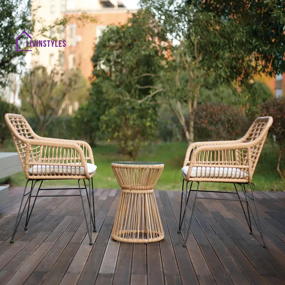Allure Outdoor Patio Seating Set 2 Chairs and 1 Table Set (Honey) - Coffee Table Sets