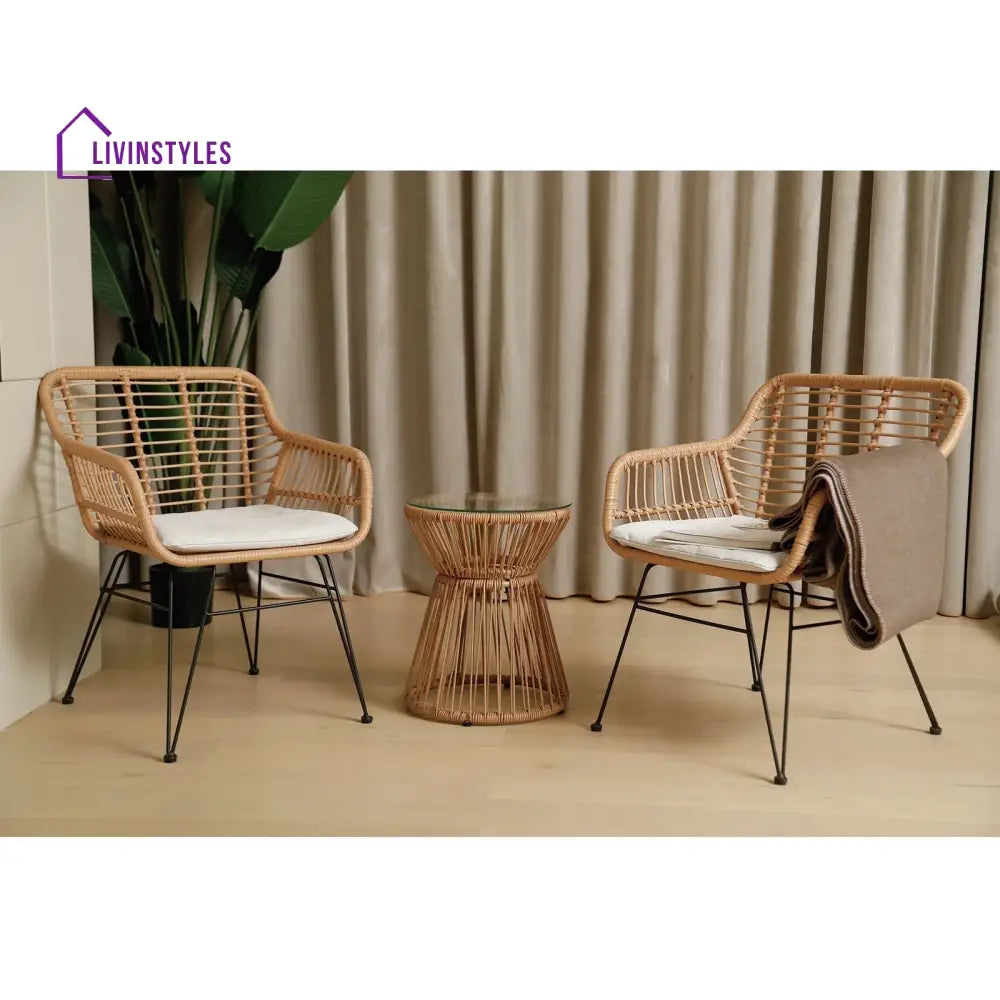 Allure Outdoor Patio Seating Set 2 Chairs and 1 Table Set (Honey) - Coffee Table Sets