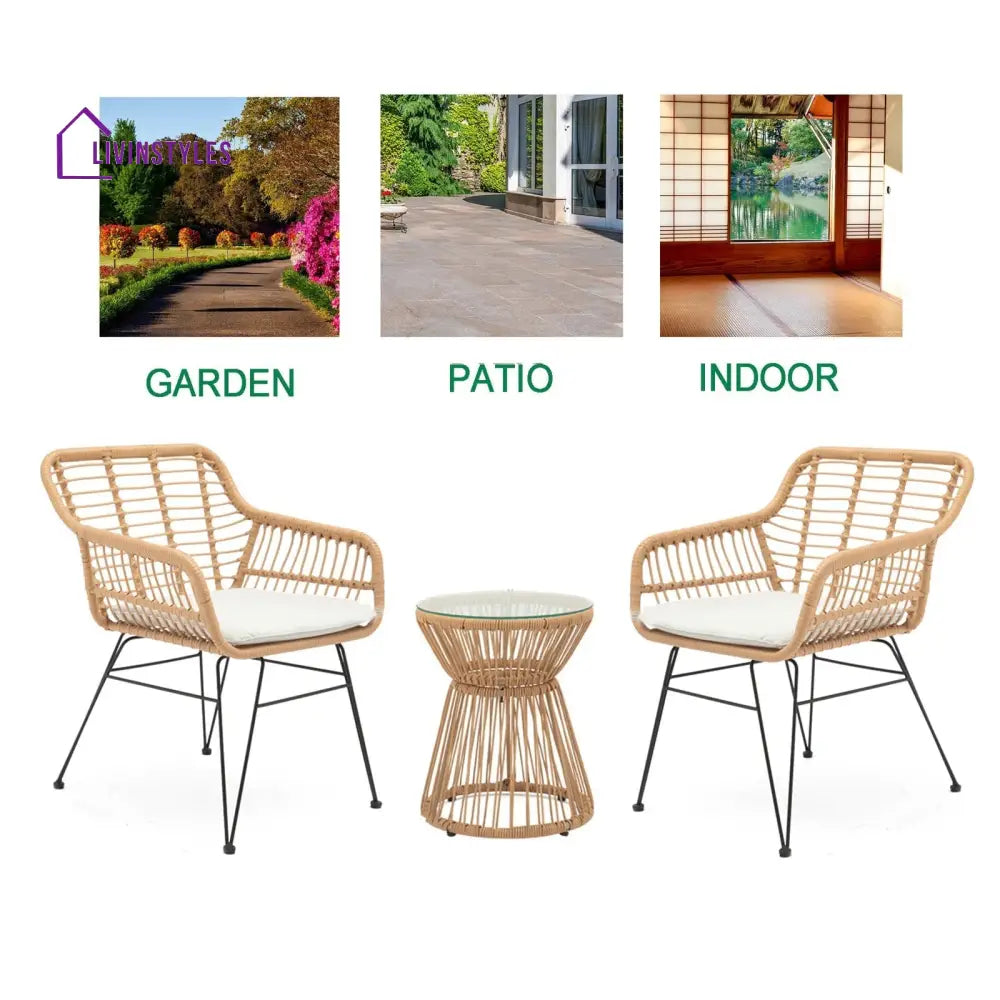 Allure Outdoor Patio Seating Set 2 Chairs and 1 Table Set (Honey) - Coffee Table Sets