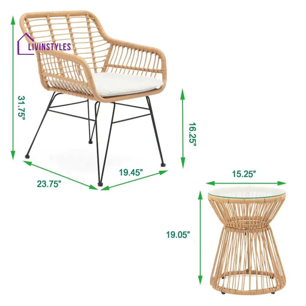 Allure Outdoor Patio Seating Set 2 Chairs and 1 Table Set (Honey) - Coffee Table Sets