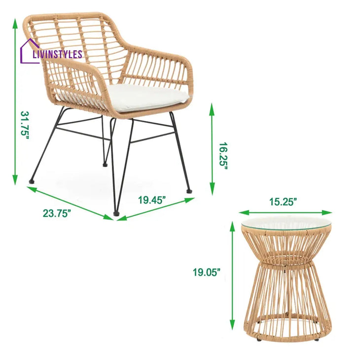Allure Outdoor Patio Seating Set 2 Chairs and 1 Table Set (Honey) - Coffee Table Sets